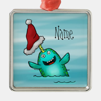 Ornamento De Metal Ornamento, papai noel bonito de Narwhal do modelo