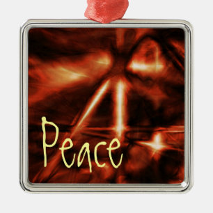 Ornamento De Metal Ornamento, Paz, Laranja Elétrico Vermelho