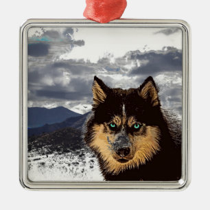 Ornamento De Metal Ornamento Siberian Husky Metal