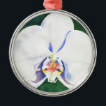 Ornamento De Metal Orquídea branca<br><div class="desc">pintura de cor d'água branca original por H cooper</div>