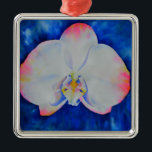 Ornamento De Metal Orquídea floral cor-de-água rosa branca Elegante<br><div class="desc">Pintor branco e romeno elegante,  cor-de-rosa,  de H Cooper</div>
