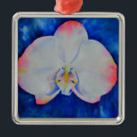 Ornamento De Metal Orquídea floral cor-de-água rosa branca Elegante<br><div class="desc">Pintor branco e romeno elegante,  cor-de-rosa,  de H Cooper</div>