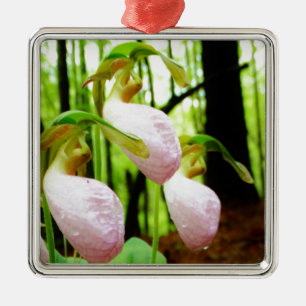 Ornamento De Metal Orquídea silvestre de Lady Slipper Rosa