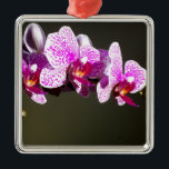 Ornamento De Metal Orquídeas cor-de-rosa floral, cor-de-rosa, Elegant<br><div class="desc">Foto romântica de orquídeas rosa elegante de H Cooper</div>