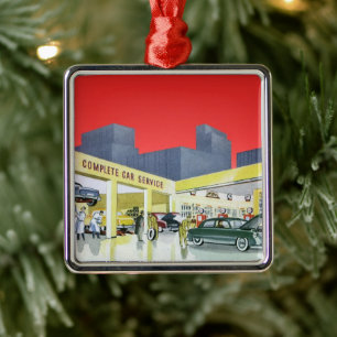 Ornamento De Metal Os auto mecânicos do vintage terminam a garagem d