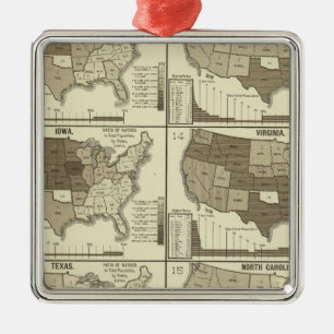 Ornamento De Metal Os Estados Unidos estatísticos mapas litografados