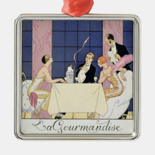 Ornamento De Metal Os Gourmands, 1920-30 (impressão do pochoir)