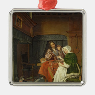 Ornamento De Metal Os jogadores de xadrez, c.1670