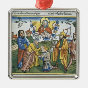 Ornamento De Metal Os números 27 18-23 Moses colocam sua mão em cim