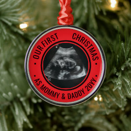 Ornamento De Metal Our First Christmas as Parents Ultrasound