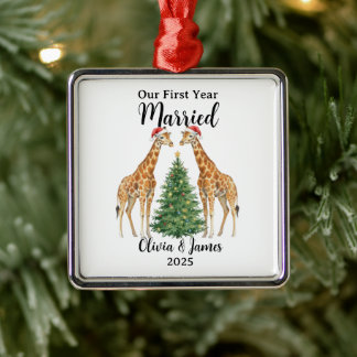 Ornamento De Metal Our First Year Married Goose Custom Christmas