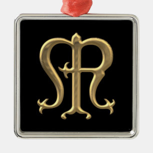 Ornamento De Metal Ouro "3-D" Símbolo da Virgem Maria