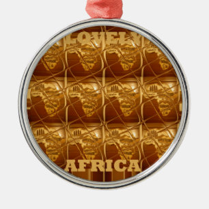 Ornamento De Metal Ouro Impressão do mapa africano maravilhoso