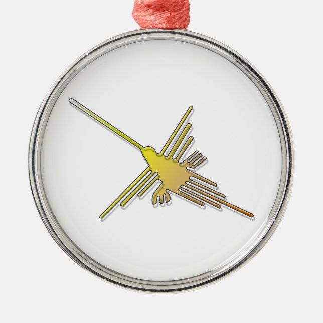 Ornamento De Metal Ouro Nazca Lines Hummingbird (Frente)