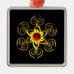 Ornamento De Metal OURO ROSA RUBY, preto