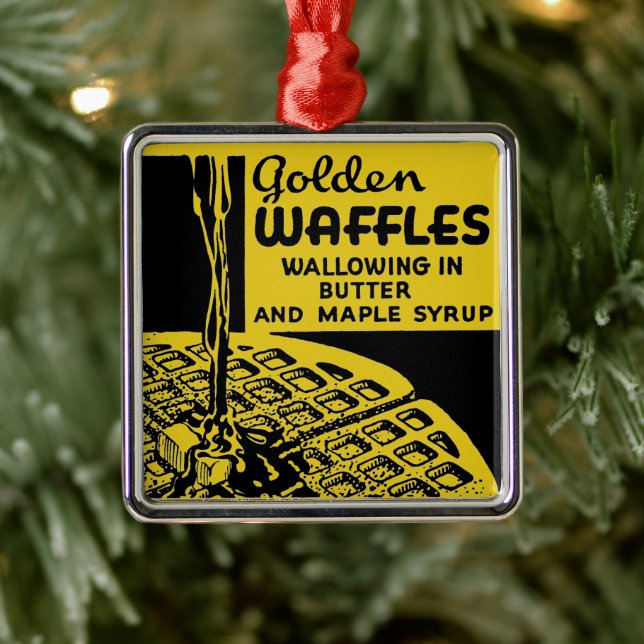 Ornamento De Metal Ouro Waffles Breakfast (Árvore)