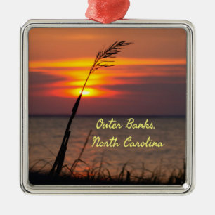 Ornamento De Metal Outer Banks North Carolina Beach Sunset Orange Sky