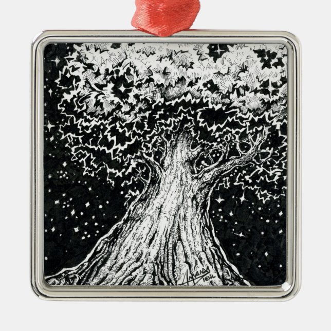 Ornamento De Metal Outubro de 2018 Dia 8 - Árvore Estrelada (Frente)