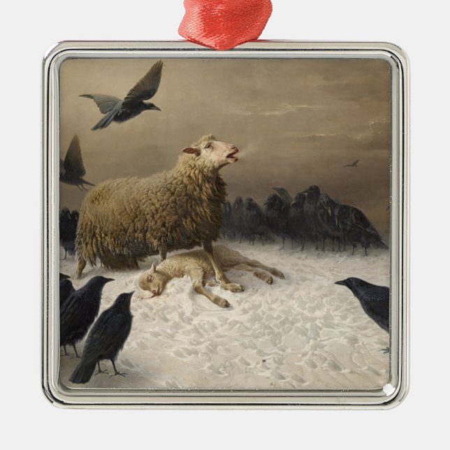Ornamento De Metal Ovelha com Morto (Frente)