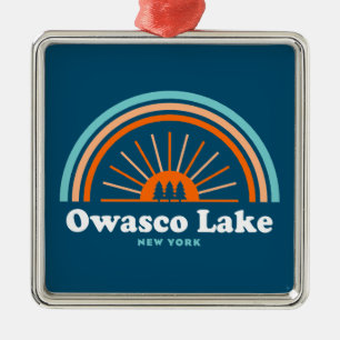 Ornamento De Metal Owasco Lake New York Rainbow