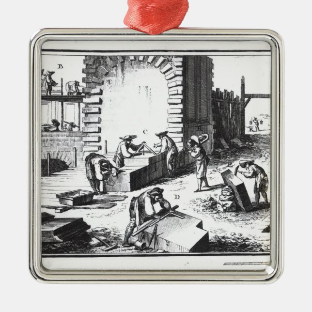 Ornamento De Metal P0Ň:canteiros no trabalho, gravado por Lucotte (Frente)