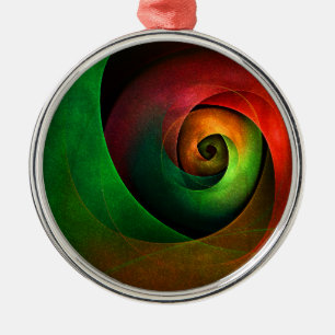 Ornamento De Metal Padrão de Abstrato de Arte Vermelha Verde Floral M