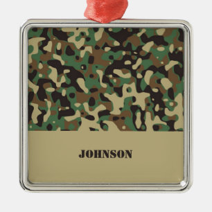 Ornamento De Metal Padrão de camuflagem de nome personalizado