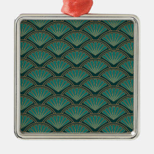 Ornamento De Metal Padrão de estilo Art Deco em cor verde real