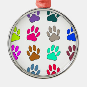 Ornamento De Metal Padrão de Impressão da Pata de Cachorro Multicol