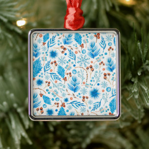 Ornamento De Metal Padrão de Natal Azul