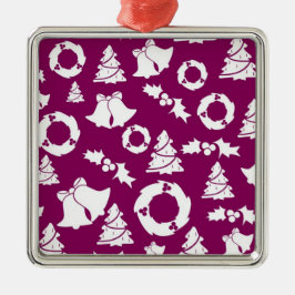 Ornamento De Metal Padrão de Natal Roxo