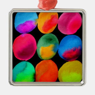 Ornamento De Metal Padrão de néon de aquarela abstrato art cor clara