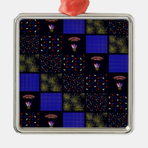 Ornamento De Metal Padrão de patch do quarto de julho - 4 de julho