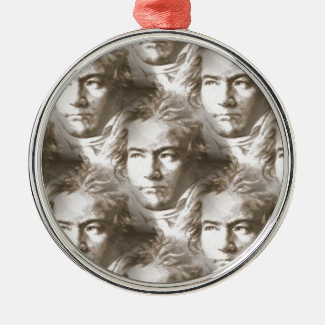 Ornamento De Metal Padrão de retrato de Beethoven (Frente)