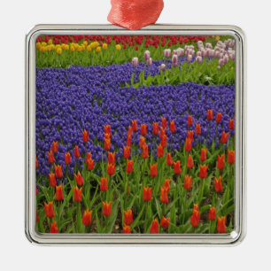 Ornamento De Metal Padrão de tulipas e flores de jacinto de uva, 2