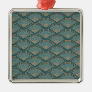 Ornamento De Metal padrão em estilo Art Deco na cor azul turquesa