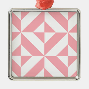 Ornamento De Metal Padrão Geométrico de Deco Cube, de Melão Rosa