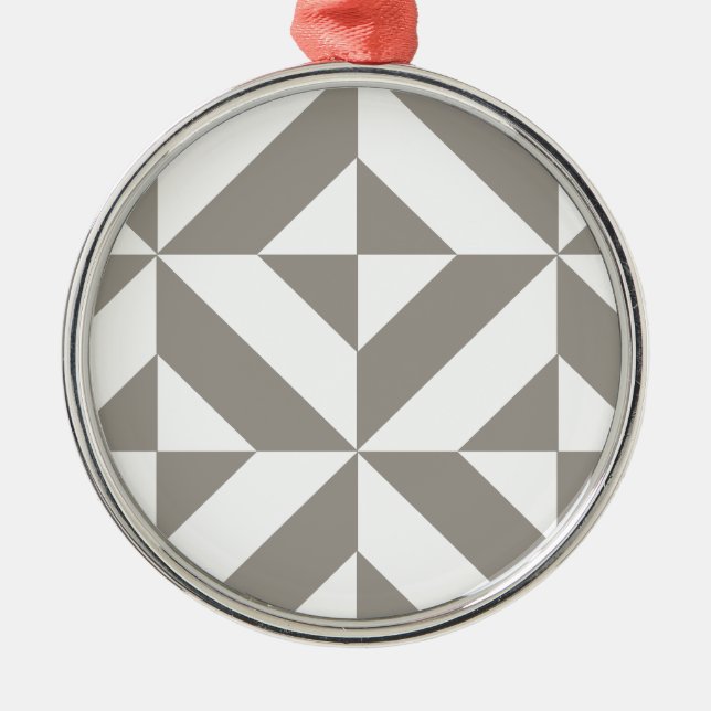 Ornamento De Metal Padrão Geométrico Deco Cube da Cinza de Prata (Frente)