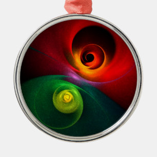 Ornamento De Metal Padrão Moderno de Abstrato de Arte Yin Yang Verde