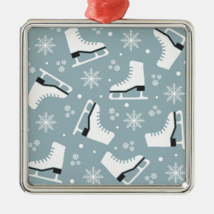 Ornamento De Metal Padrão temático de inverno com skates de gelo