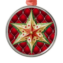 PADRÃO TUFTED DE NATAL VERMELHO COM ESTRELA VERDE