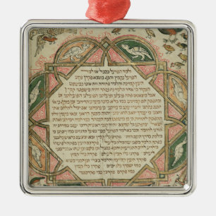 Ornamento De Metal Página de uma Bíblia Hebraica que descreve