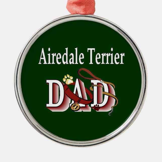 Ornamento De Metal Pai Airedale Terrier (Frente)