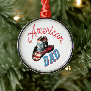 Ornamento De Metal Pai Americano Cowboy