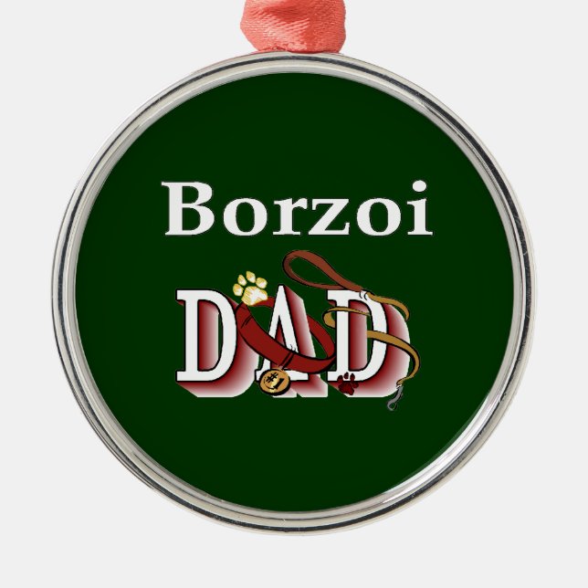 Ornamento De Metal Pai Borzoi (Frente)