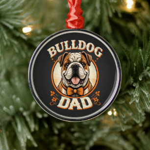 Ornamento De Metal Pai Bulldog – Dia dos Pais com Bulldog Vintage Fof