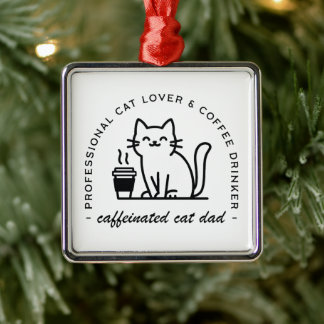Ornamento De Metal Pai de gato e estética de hipster de café engraçad