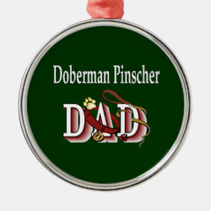 Ornamento De Metal Pai Doberman Pinscher