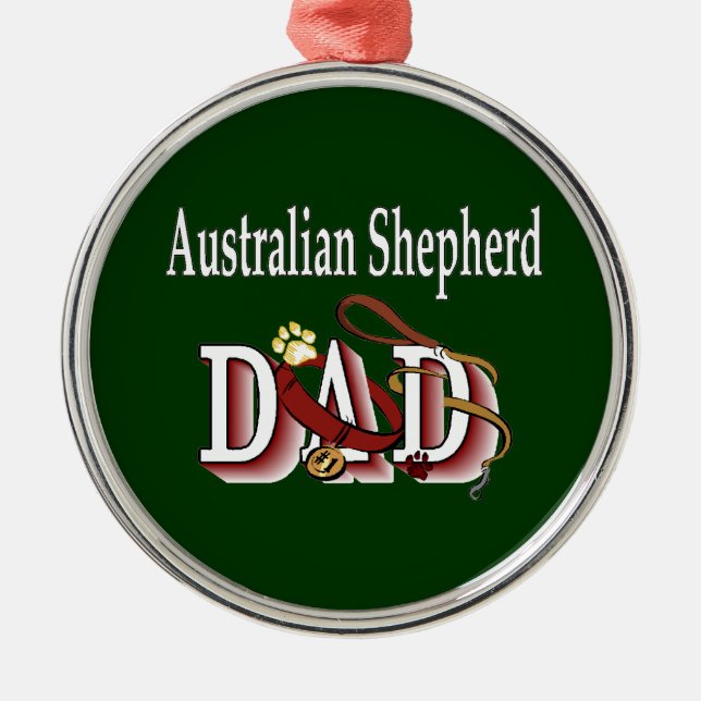 Ornamento De Metal Pai Shepherd australiano (Frente)