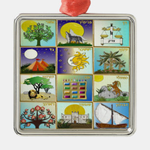 Ornamento De Metal Painéis de Arte Judaica 12 Tribos de Israel